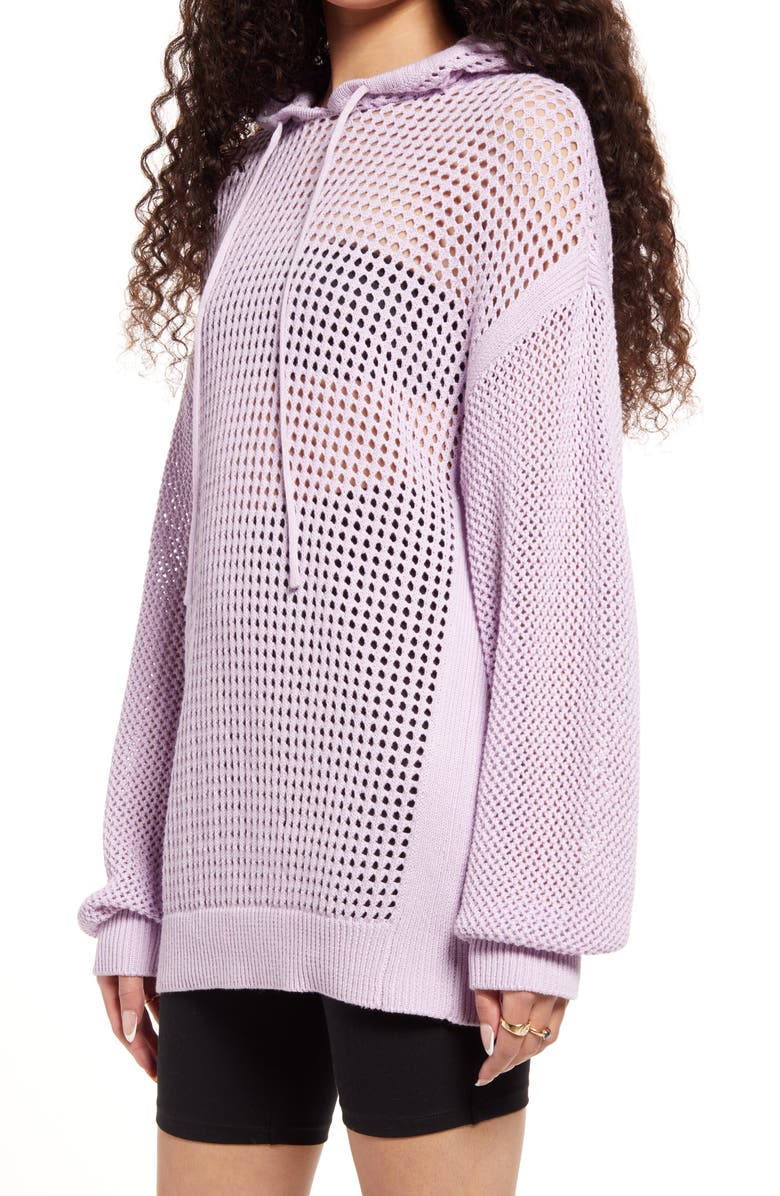 BP. Oversize Loose Knit Cotton Hoodie, Alternate, color,