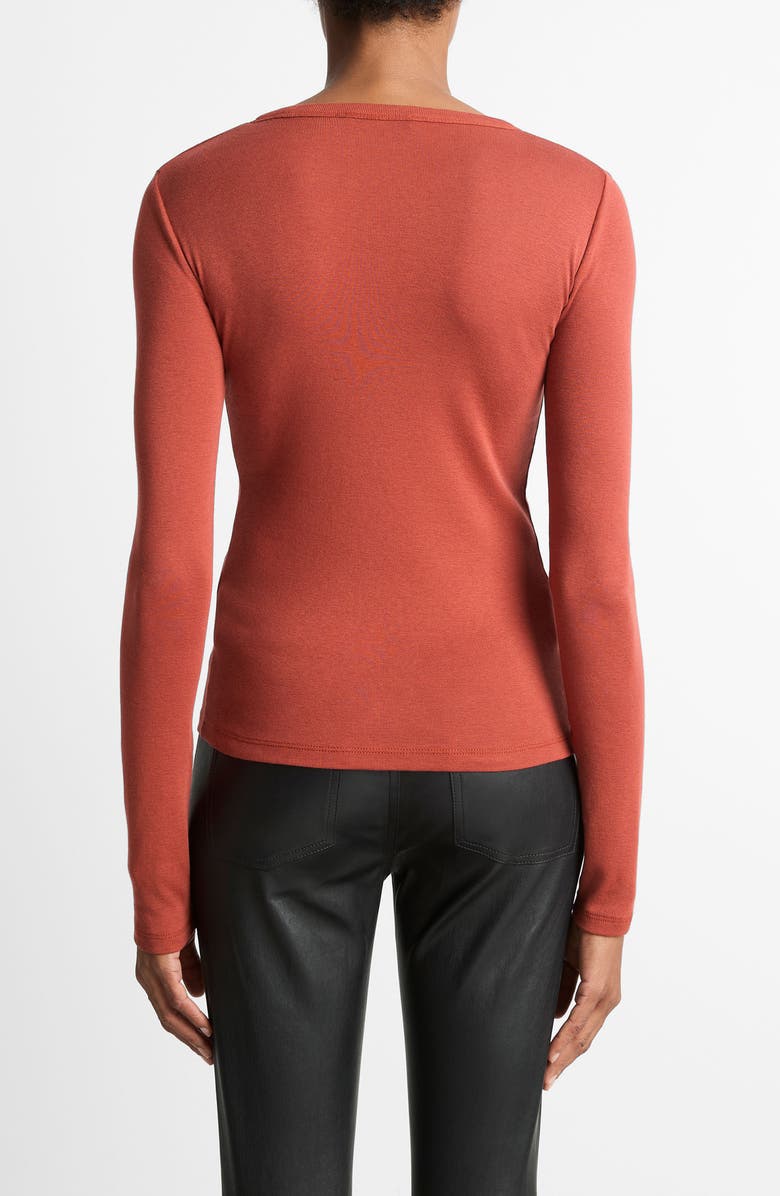 Vince Essential Long Sleeve Pima Cotton & Modal T-Shirt, Alternate, color, Tuscan Red