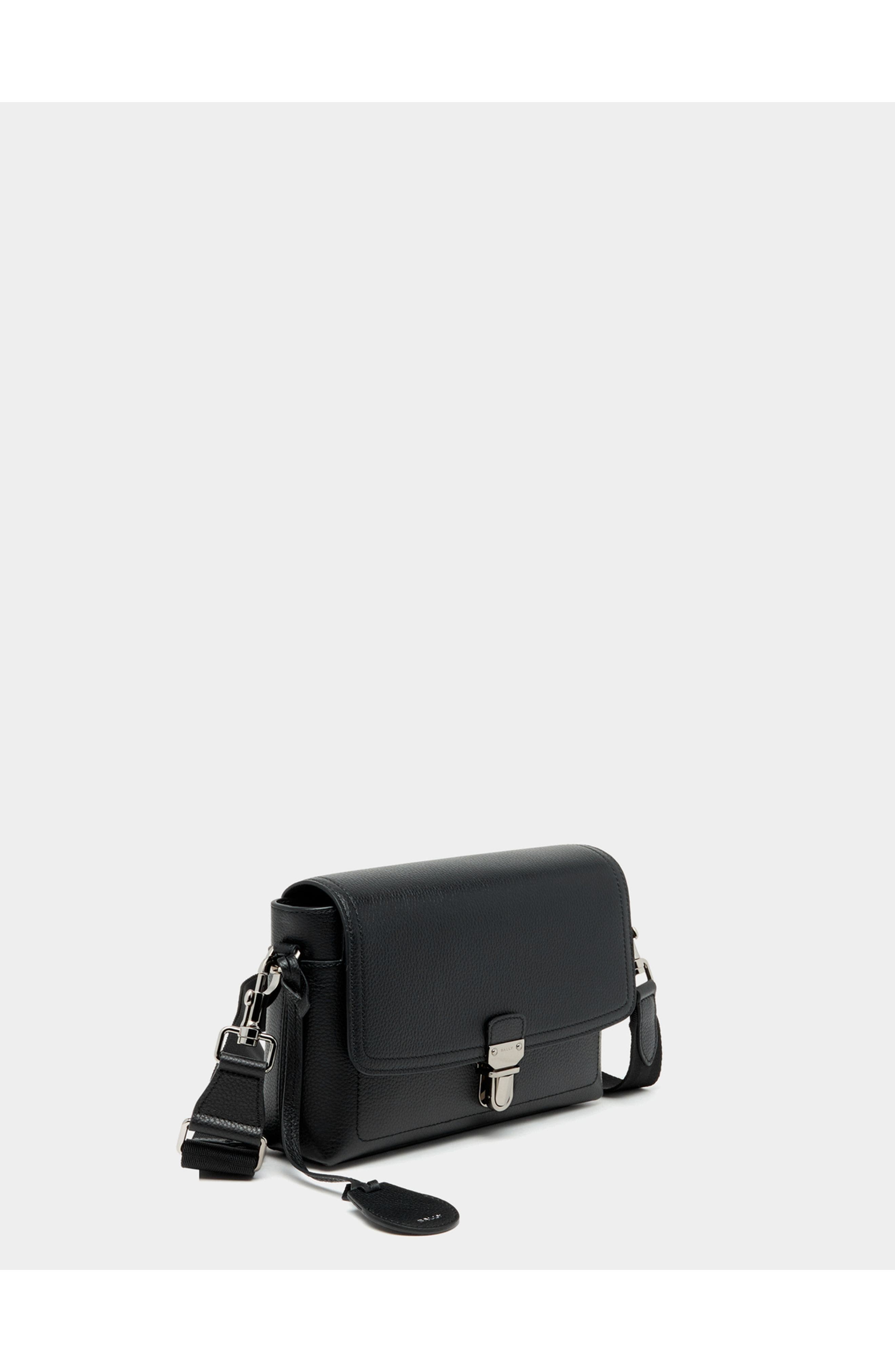 Bally Capitol Crossbody Bag in Grained Leather, Alternate, color, Black+Palladio