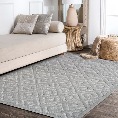 Jonathan Y Portmany Neutral Diamond Trellis Indoor/outdoor Area Rug In Gray