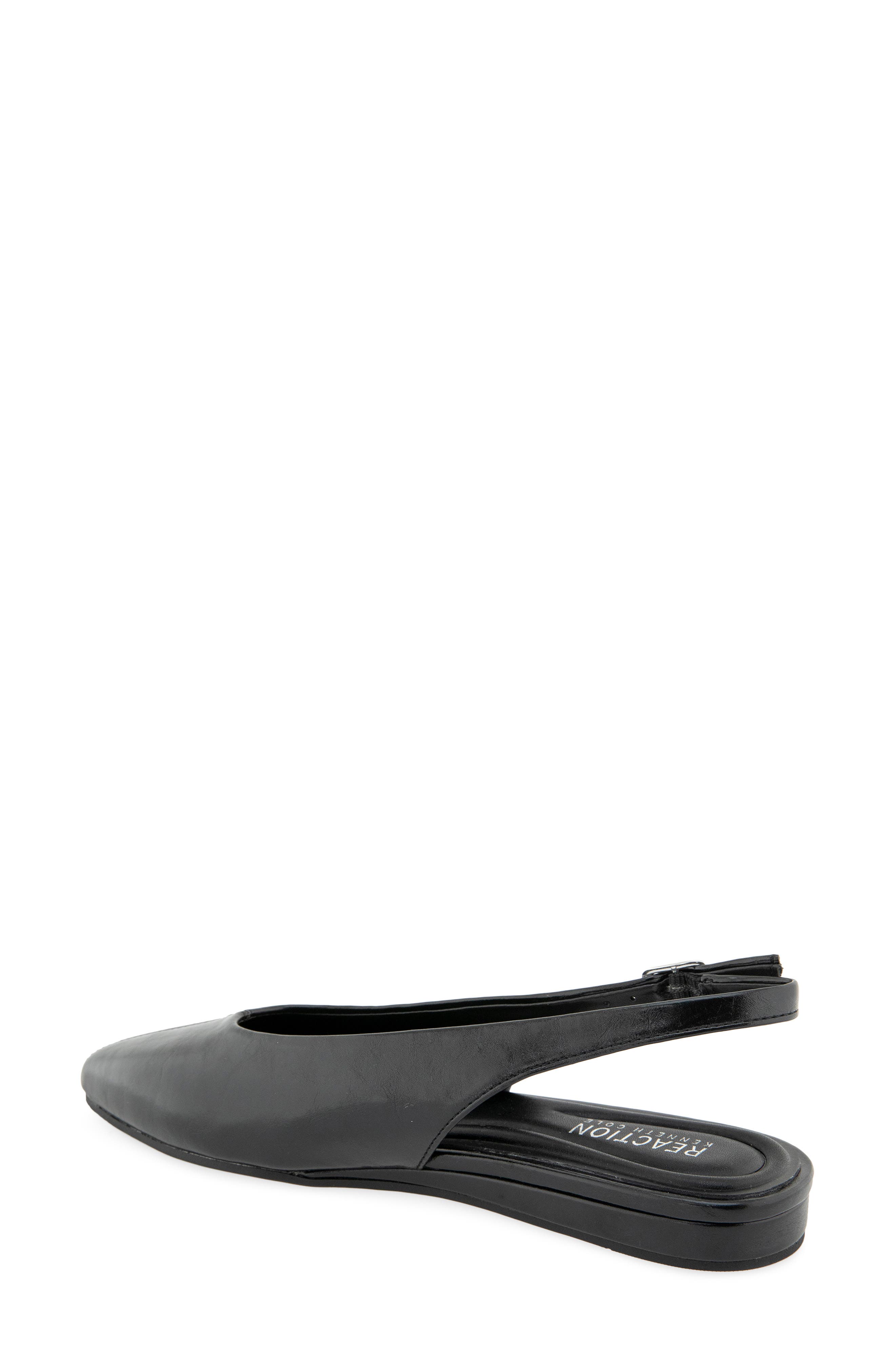 Brianna Faux Leather Slingback Flat, Alternate, color, BLACK
