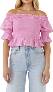 Endless Rose Off the Shoulder Smocked Top