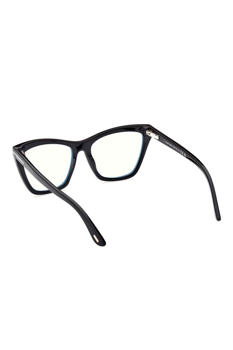 54mm Cat Eye Blue Light Blocking Optical Glasses, Alternate, color, BLACK ECO / T LOGO