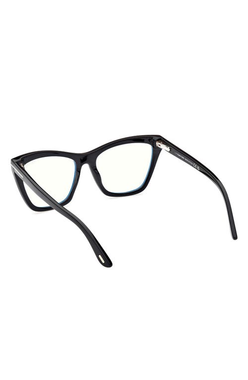 Tom Ford 54mm Cat Eye Blue Light Blocking Optical Glasses In Black