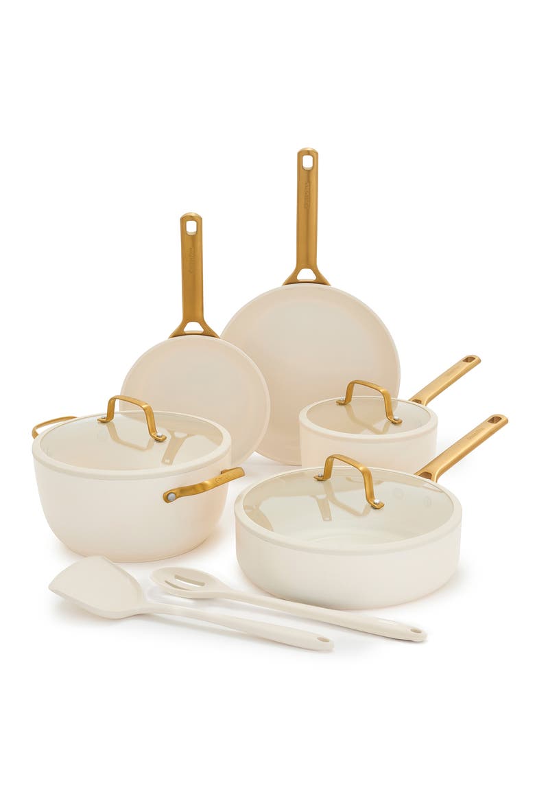 Reserve Pro 10-Piece Ceramic Nonstick Cookware Set, Main, color, CREAM
