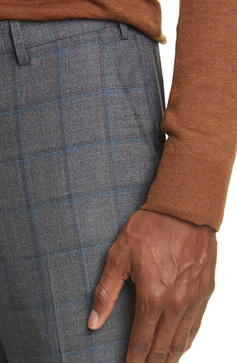 Eidos Flat Front Windowpane Wool Dress Pants, Alternate, color, 