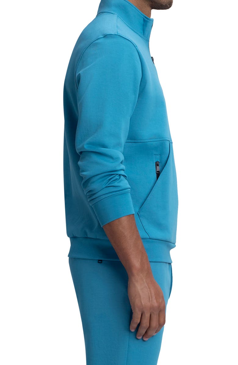 Bugatchi Comfort Cotton Blend Quarter Zip Pullover, Alternate, color, Teal