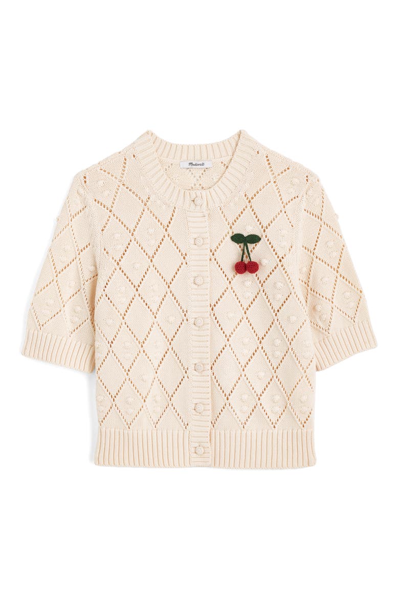 Bauble Pointelle Stitch Cardigan, Alternate, color, CANVAS