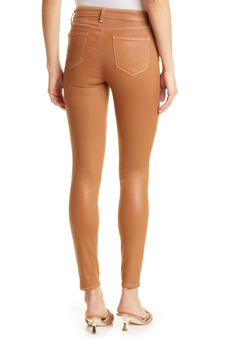 Marguerite Topstitch Detail Coated Skinny Jeans, Alternate, color, JAVA/ NATURL CONT COAT