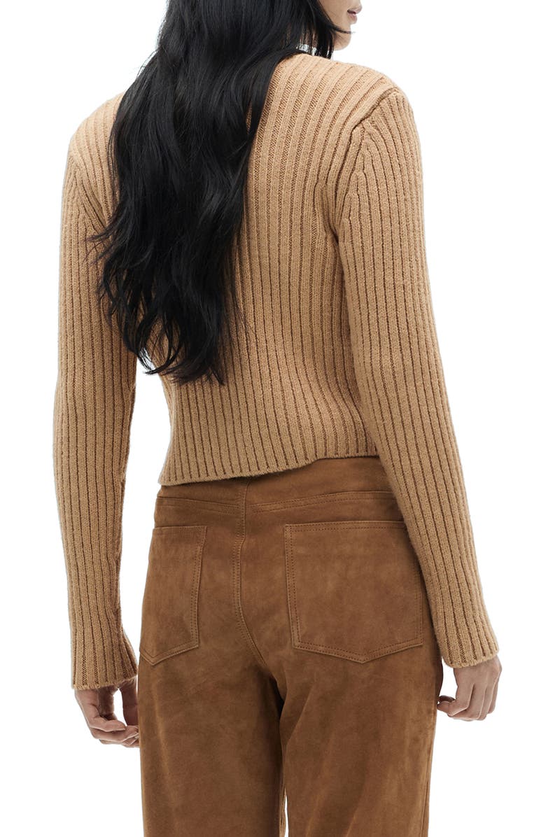 MANGO V-Neck Rib Cardigan, Alternate, color,
