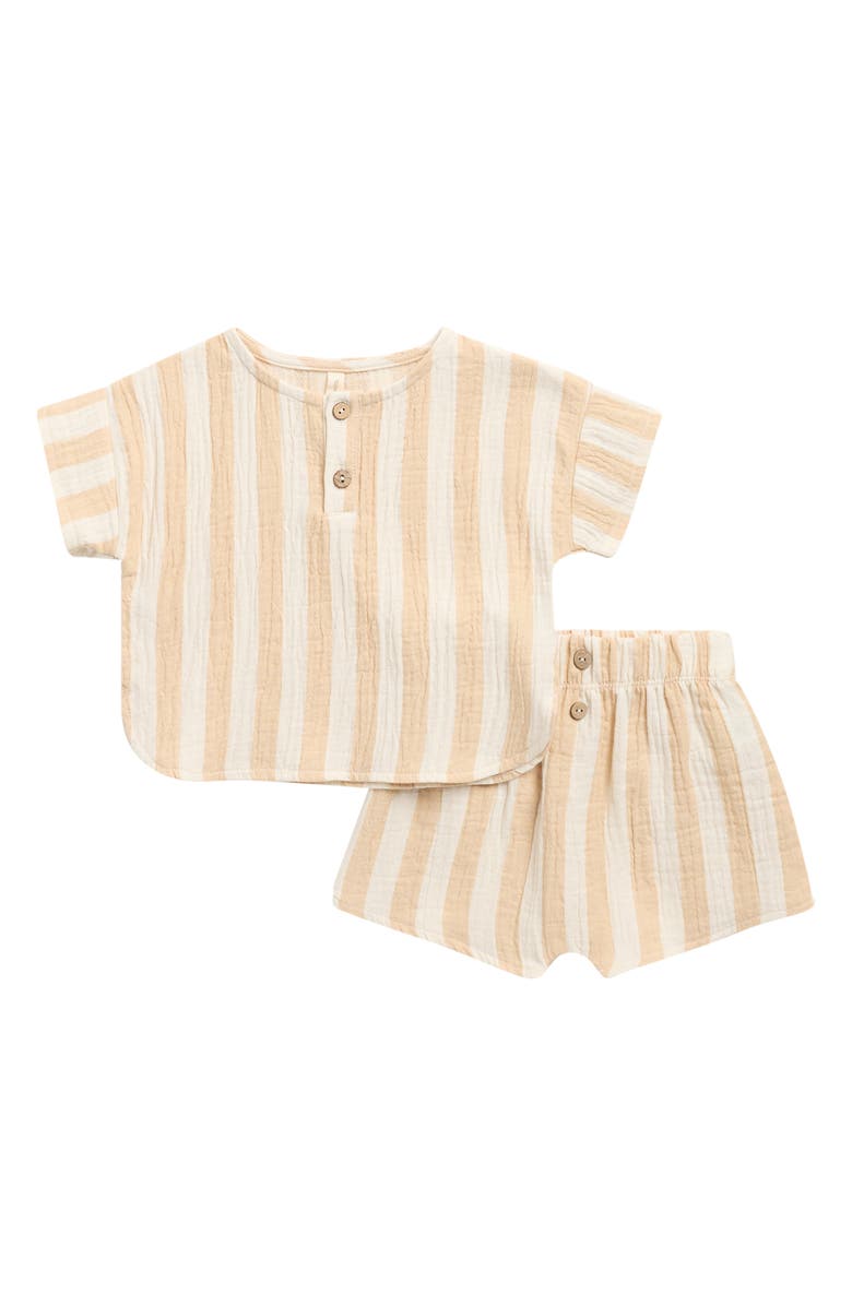 QUINCY MAE Kids' Boxy Organic Cotton Top & Shorts Set, Main, color, Butterscotch