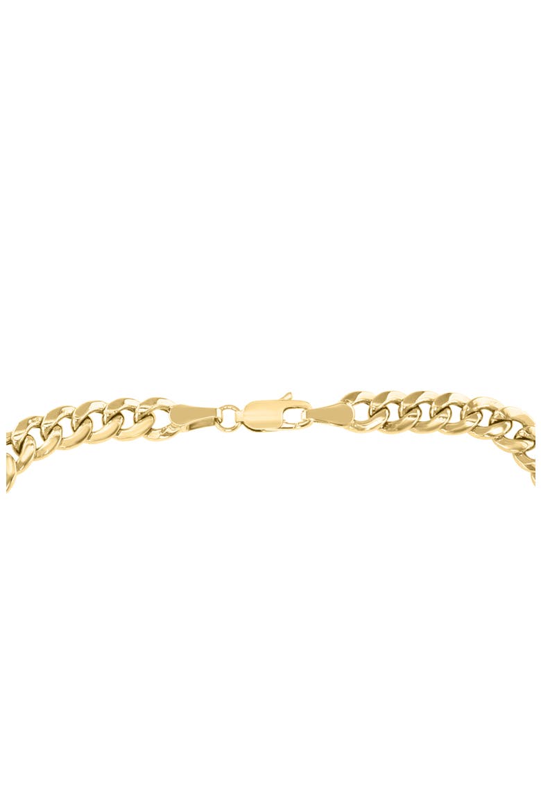 14k Gold Plated Black Diamond Cross Curb Chain Bracelet, Alternate, color, GOLD