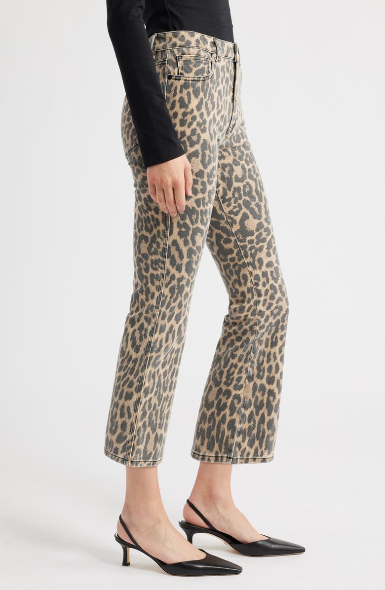 Good American Good Standard Leopard Print Kick Flare Jeans, Alternate, color, Lucky Leopard001