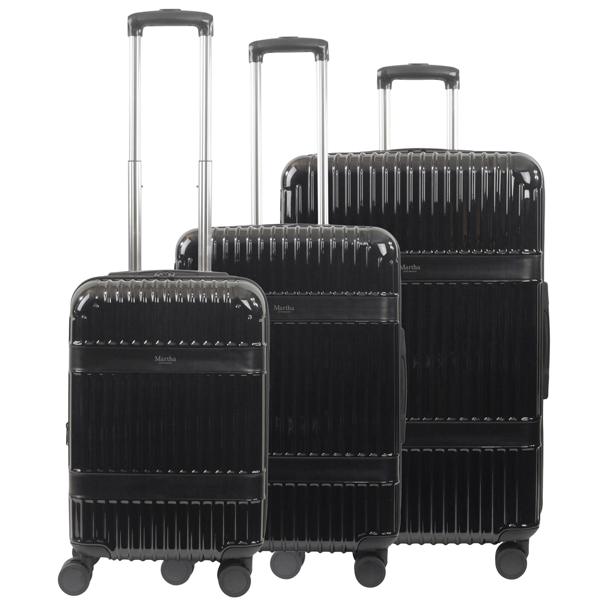 MARTHA STEWART The Bedford 3-Piece Hardcase Luggage Set, Alternate, color, Black