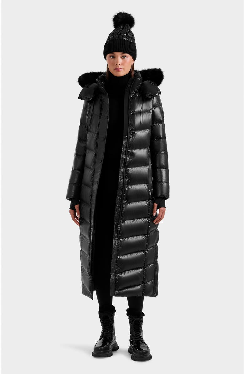 Rudsak Elsie Glossy Long Quilted Down Puffer, Alternate, color, Black