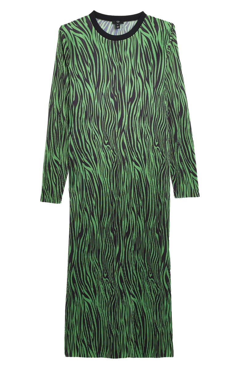 River Island Animal Print Plissé Long Sleeve Column Midi Dress, Alternate, color, 
