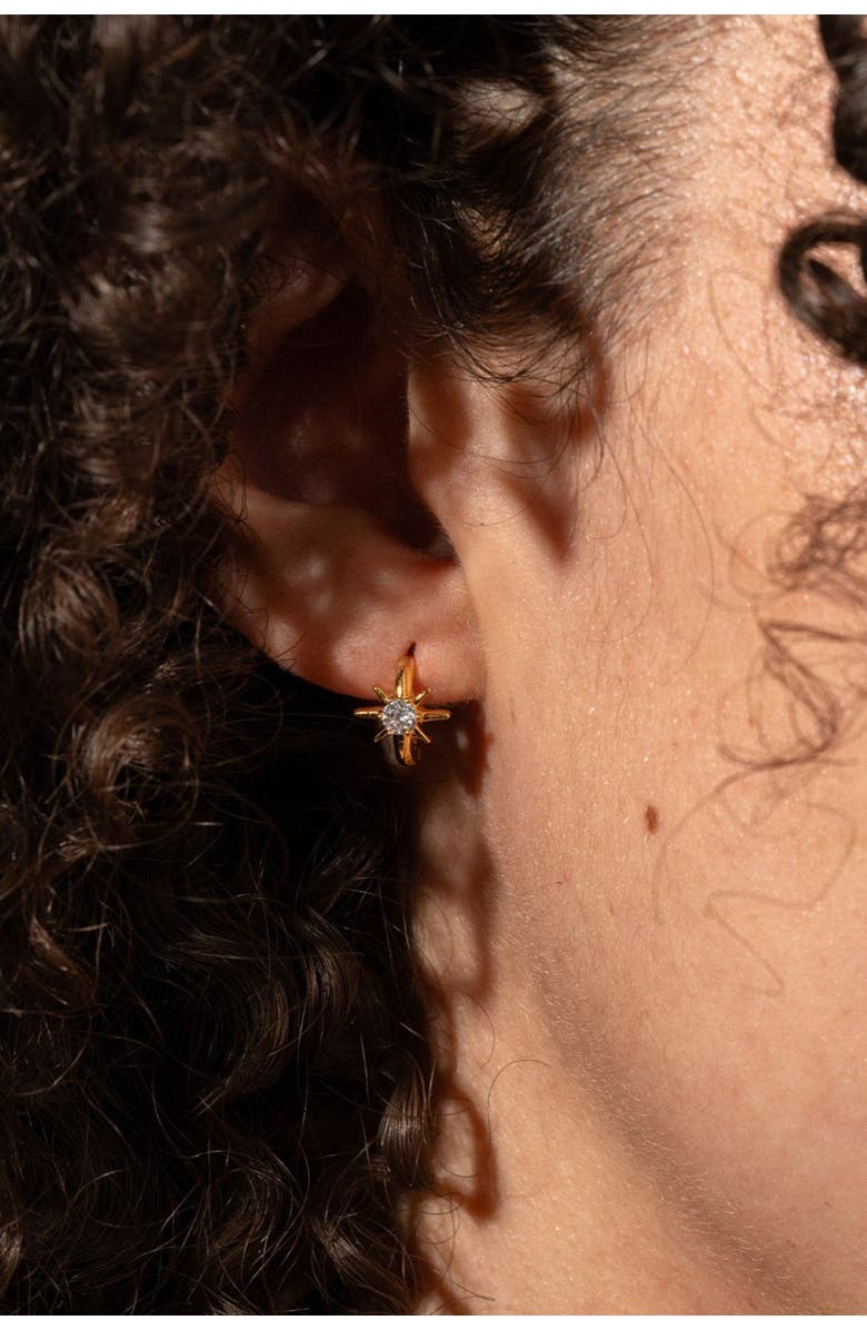 Bearfruit Jewelry 14k Gold Plated Pointed Star Huggies Minimalist Holiday Gift Idea, Alternate, color, Gold