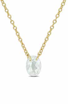 Oval Green Quartz Pendant Necklace