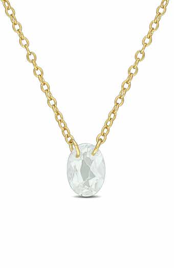 Oval Green Quartz Pendant Necklace
