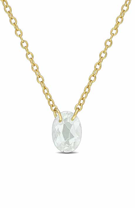 DELMAR Oval Green Quartz Pendant Necklace