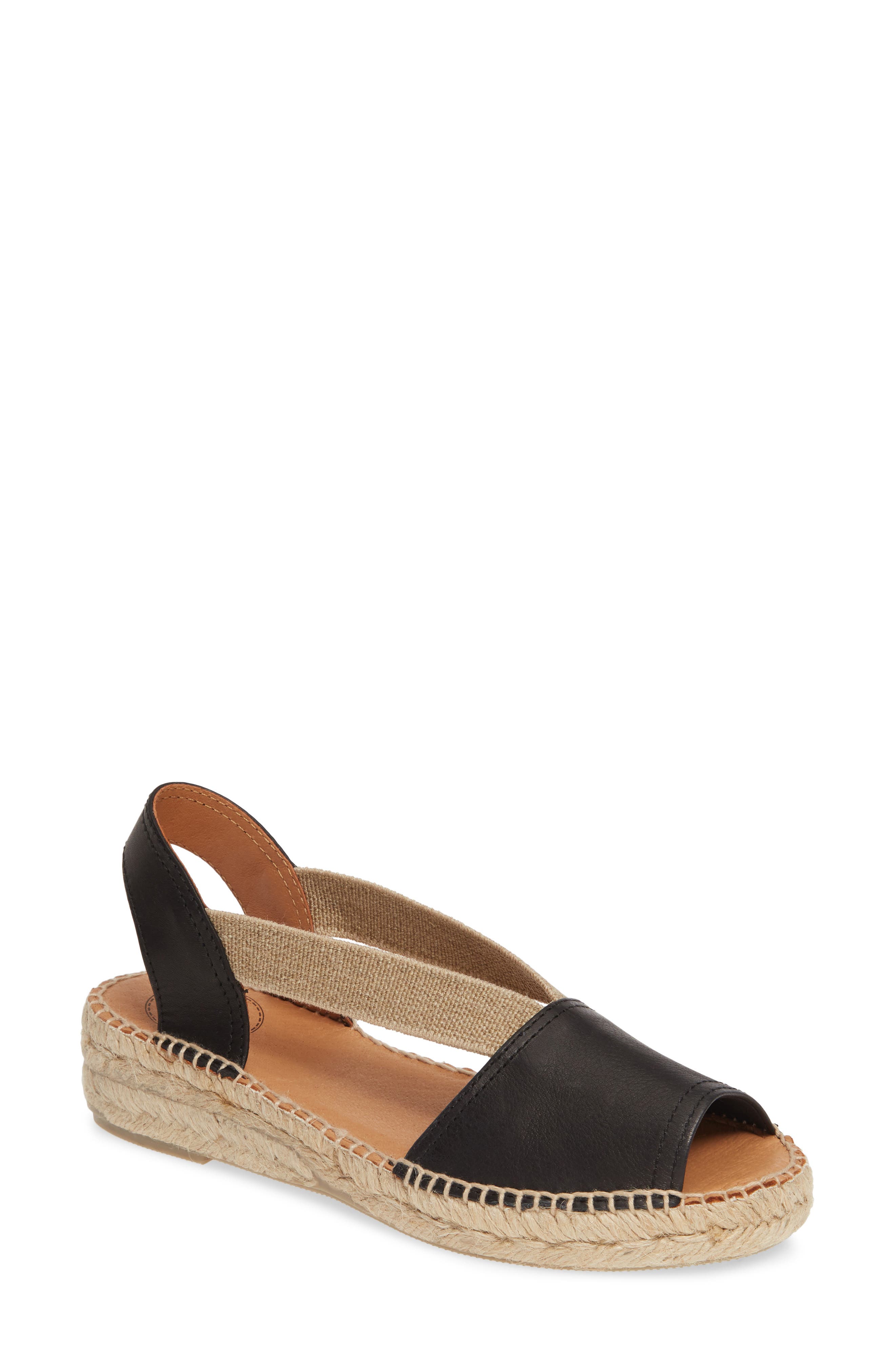 Toni Pons Etna Espadrille Sandal, Main, color, Black Leather