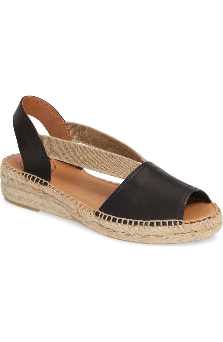 Toni Pons Etna Espadrille Sandal, Main, color, Black Leather