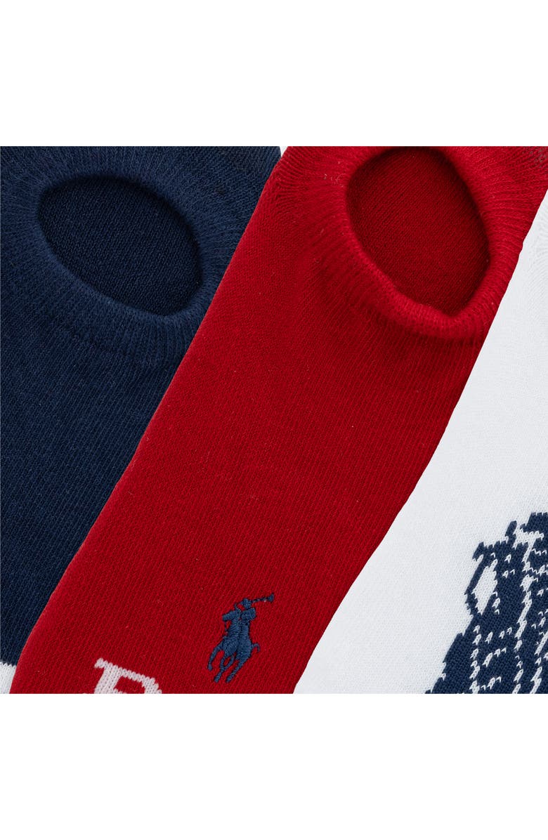 Polo Ralph Lauren Assorted 3-Pack Cotton Blend No-Show Socks, Alternate, color, Whast