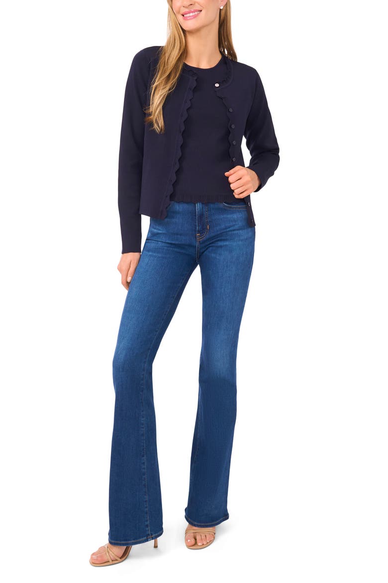 Scallop Detail Cardigan, Alternate, color, BARITONE BLUE