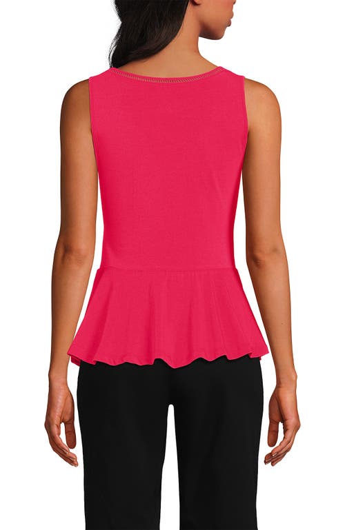 Lands' End Regular Size Sleeveless Lwcm Lattice Peplum Vneck Top In Berry Rouge