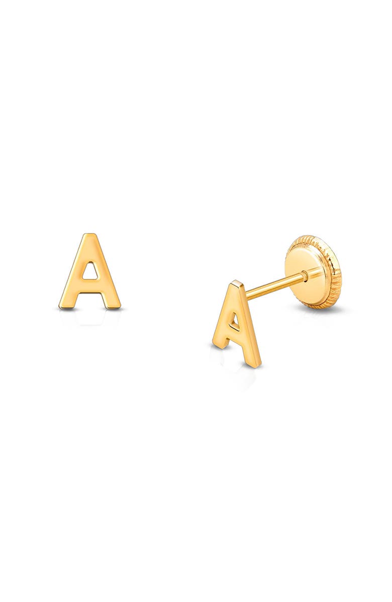 Tiny Blessings 14K Gold Initial Studs Screw Back Earrings, Main, color, 14K Gold - A