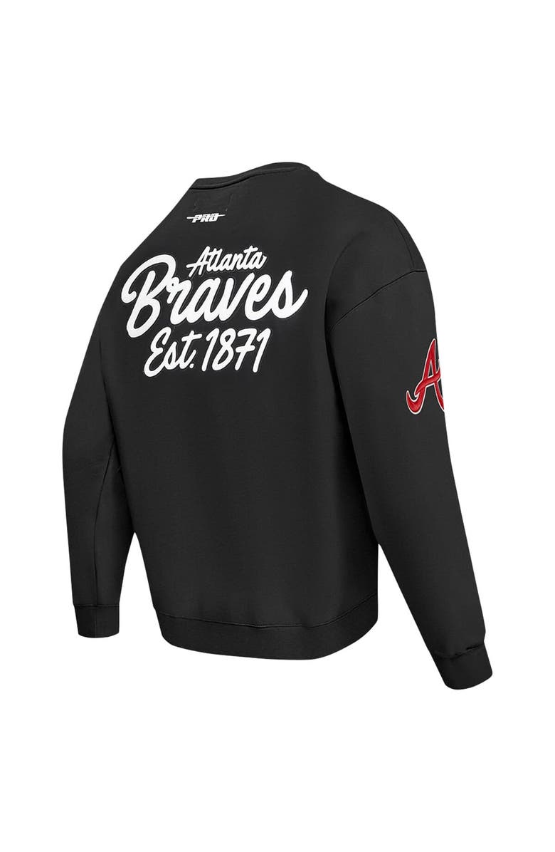 PRO STANDARD Men's Pro Standard Black Atlanta Braves Paint The City Dropped Shoulder Pullover Sweatshirt, Alternate, color, 