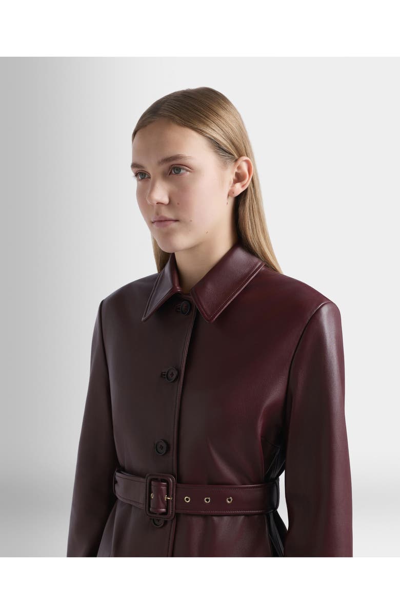 Bally Belted Coat in Leather, Alternate, color, Red