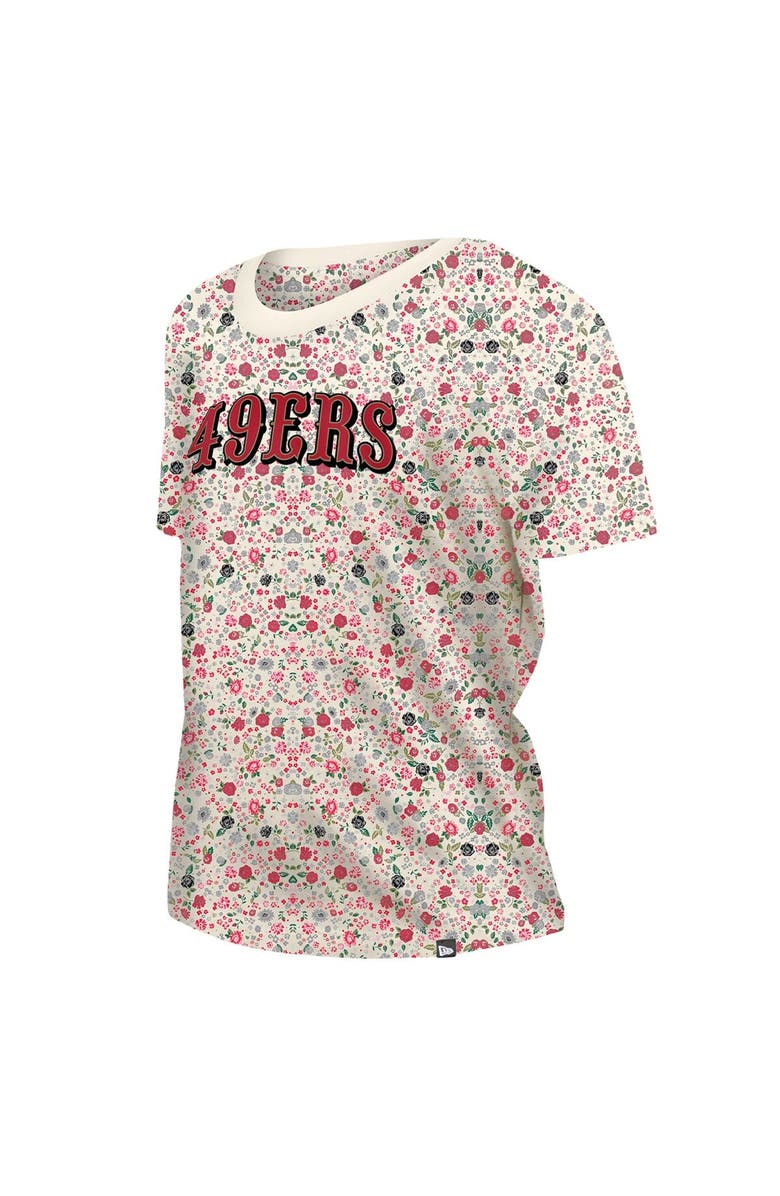 New Era Women's New Era Cream San Francisco 49ers Glam Game Floral T-Shirt, Alternate, color, Cream