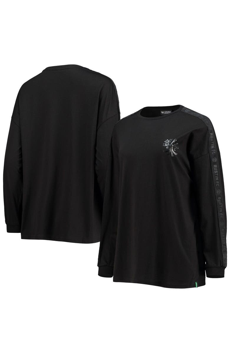 THE WILD COLLECTIVE Women's The Wild Collective Black Austin FC Tri-Blend Long Sleeve T-Shirt, Main, color,