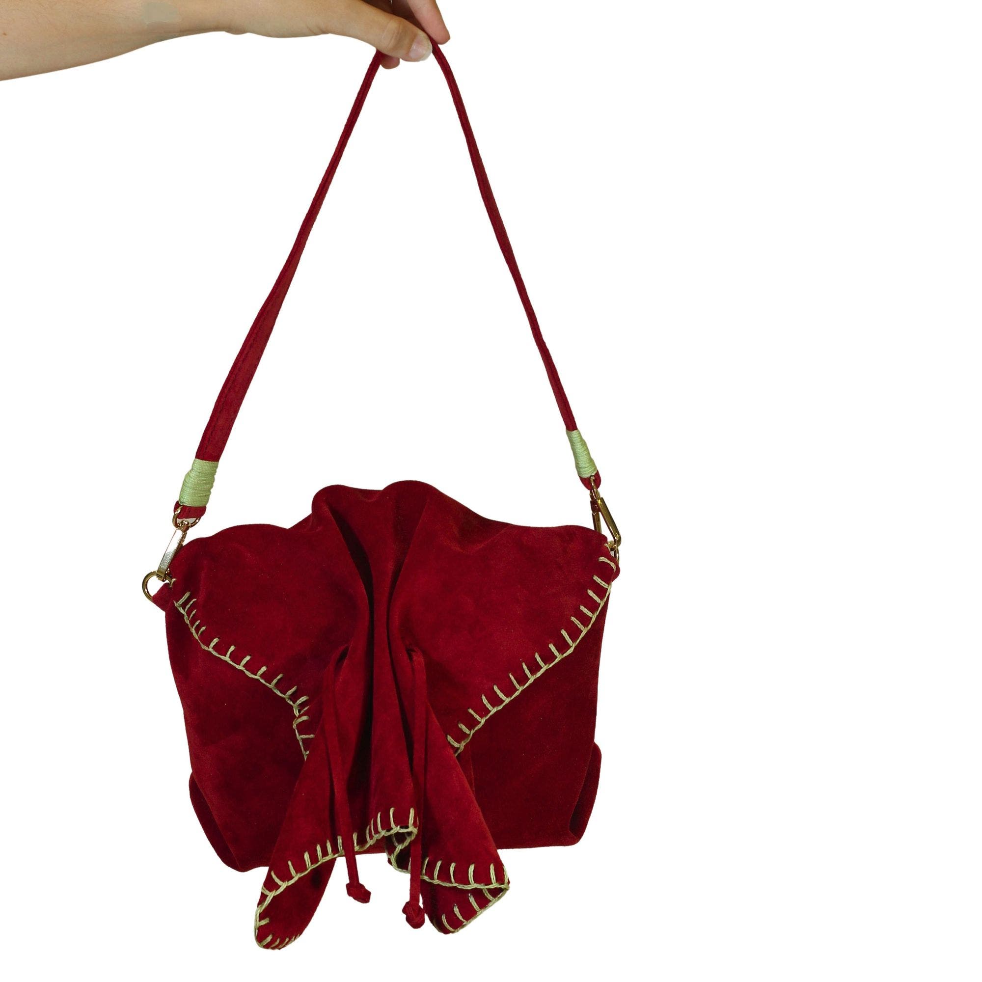 Medium Butterfly Suede Leather Bag, Alternate, color, Malbec