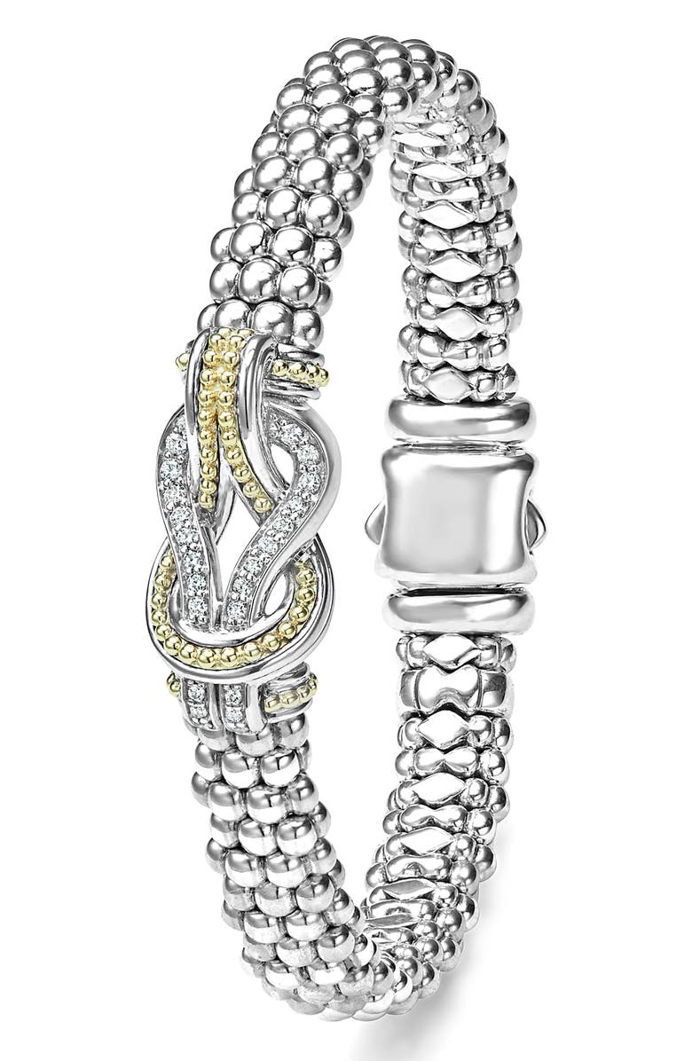 LAGOS Caviar Newport Diamond Station Bracelet, Alternate, color, Silver/ Gold