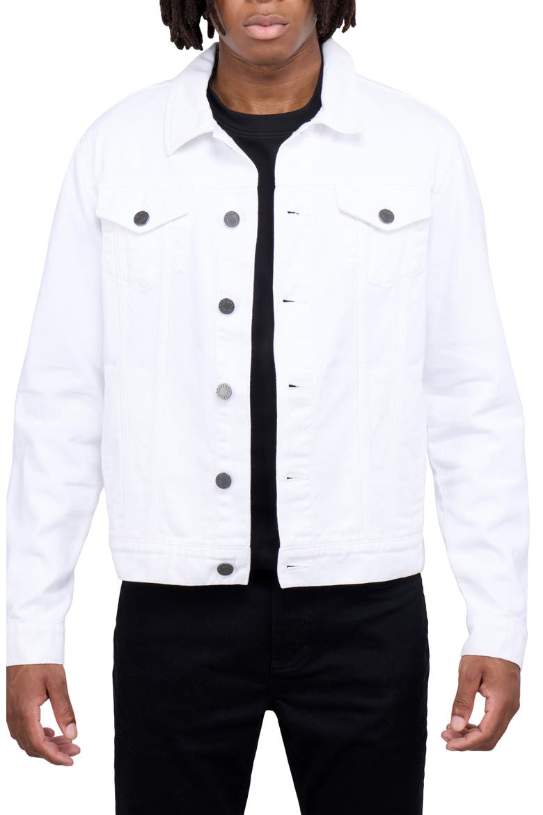 Slim Washed Denim Jacket, Main, color, WHITE