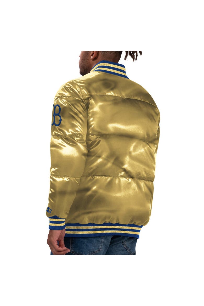 Men's Starter Gold Brooklyn Dodgers Cooperstown Collection Bronx Satin Full-Snap Bomber Jacket, Alternate, color, Gold