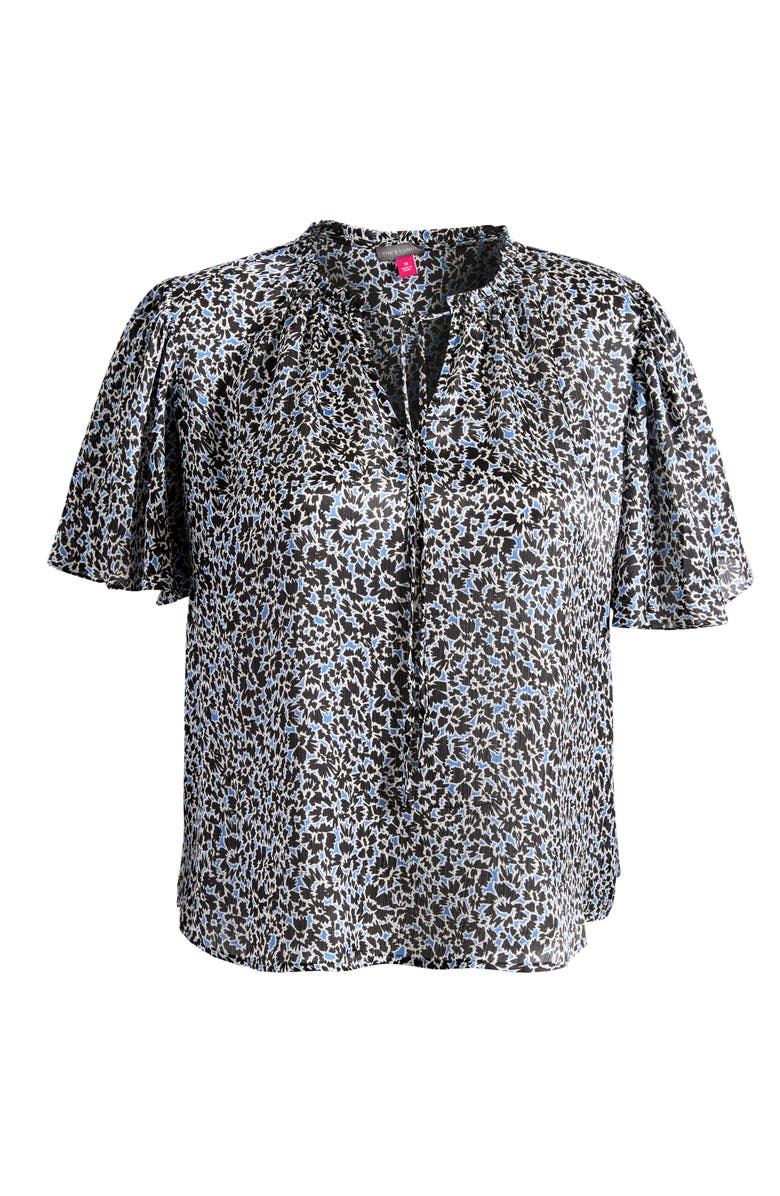 Vince Camuto Floral Tie Neck Top, Main, color, Classic Blue