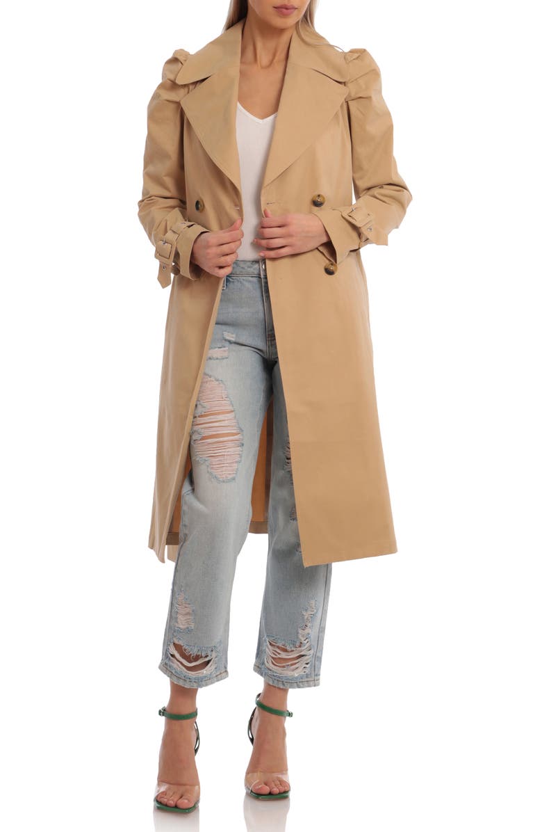 Avec Les Filles Puff Shoulder Trench Coat, Alternate, color,