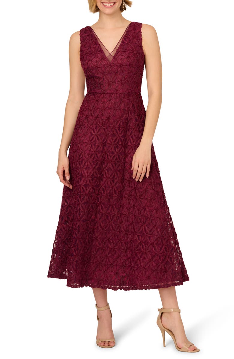 Adrianna Papell Soutache Embroidered Midi Fit & Flare Dress, Main, color, 