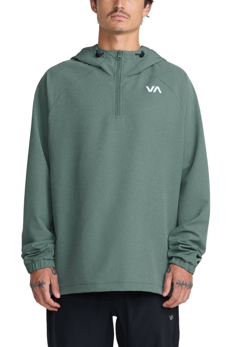 Canyon Water Repellent Quarter Zip Hoodie, Main, color, BALSAM GREEN