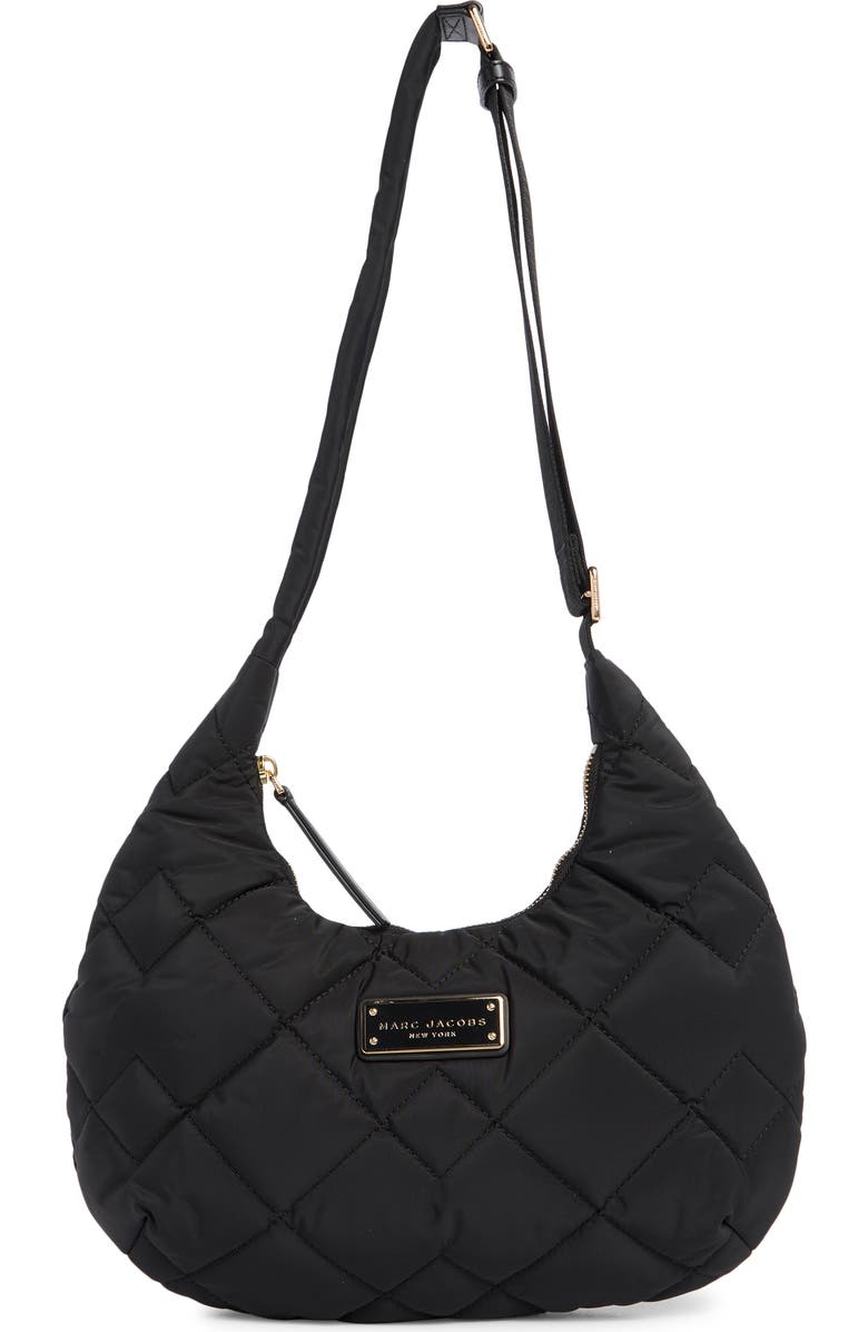 Marc Jacobs Quilted Nylon Shoulder Bag, Main, color, Black