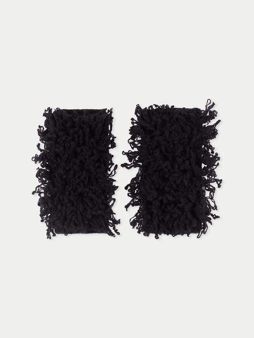 Gobi Mongolian Cashmere Loop-stitch Cashmere Fingerless Gloves In Black