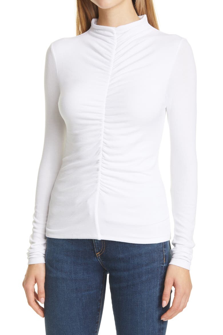 Theresa Ruched Mock Neck Top, Main, color, WHITE