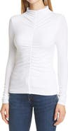 Veronica Beard Theresa Ruched Mock Neck Top