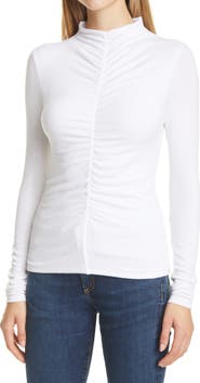 Veronica Beard Theresa Ruched Mock Neck Top