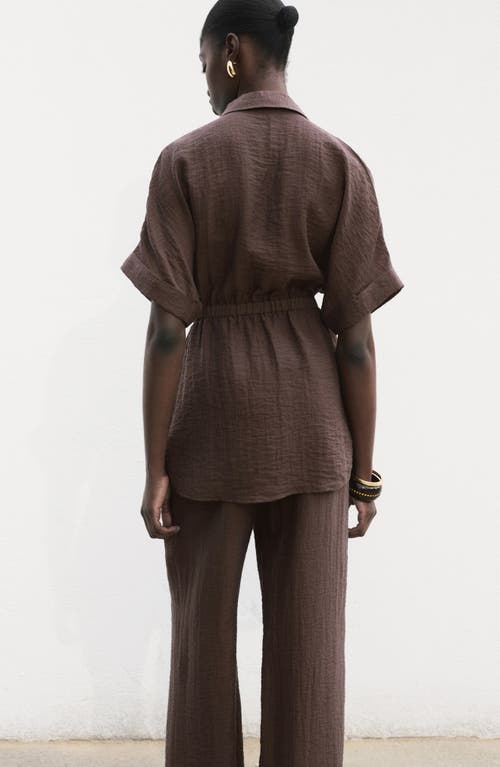 Mango Elastic Waist Lyocell Blend Pants In Brown