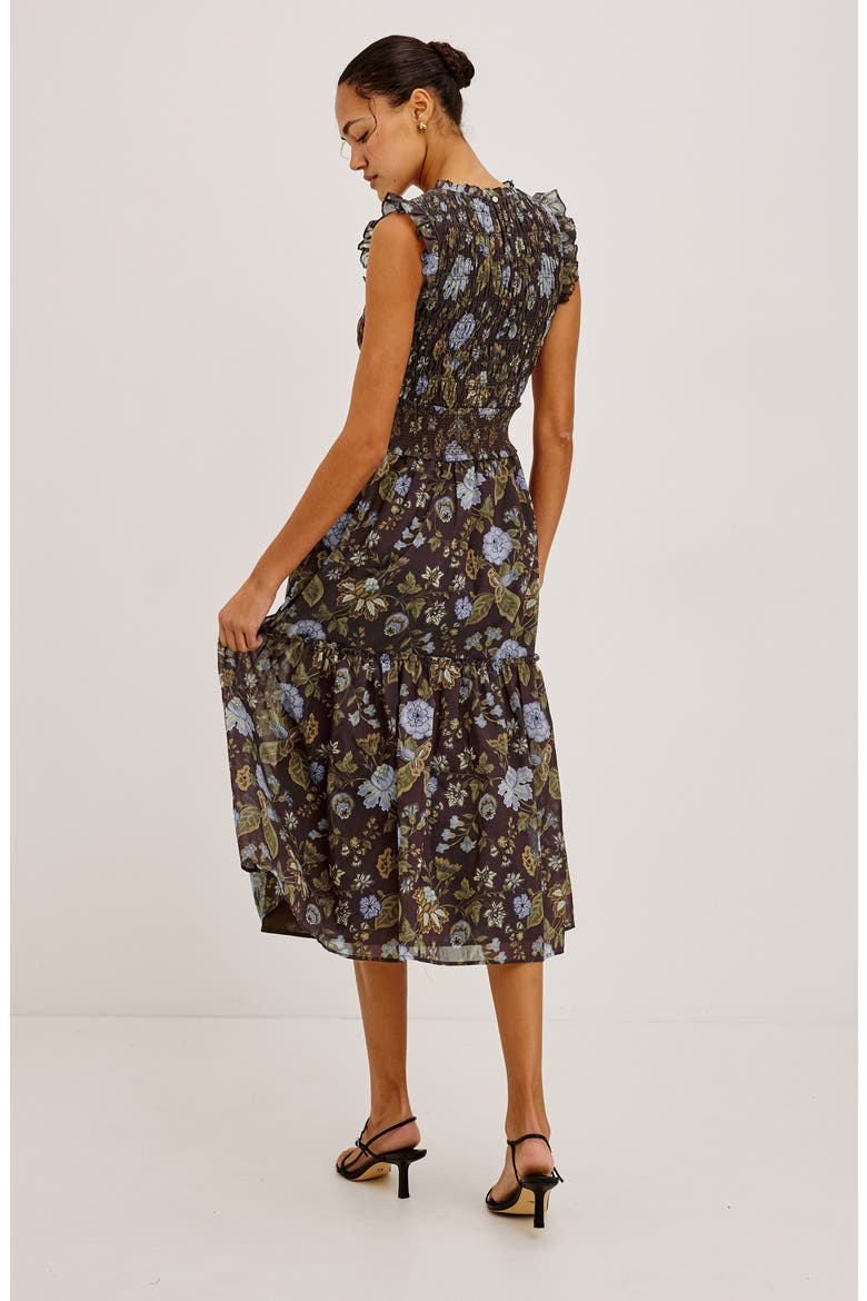 Vivier Floral Smocked Sleeveless Dress, Alternate, color, WILLOW