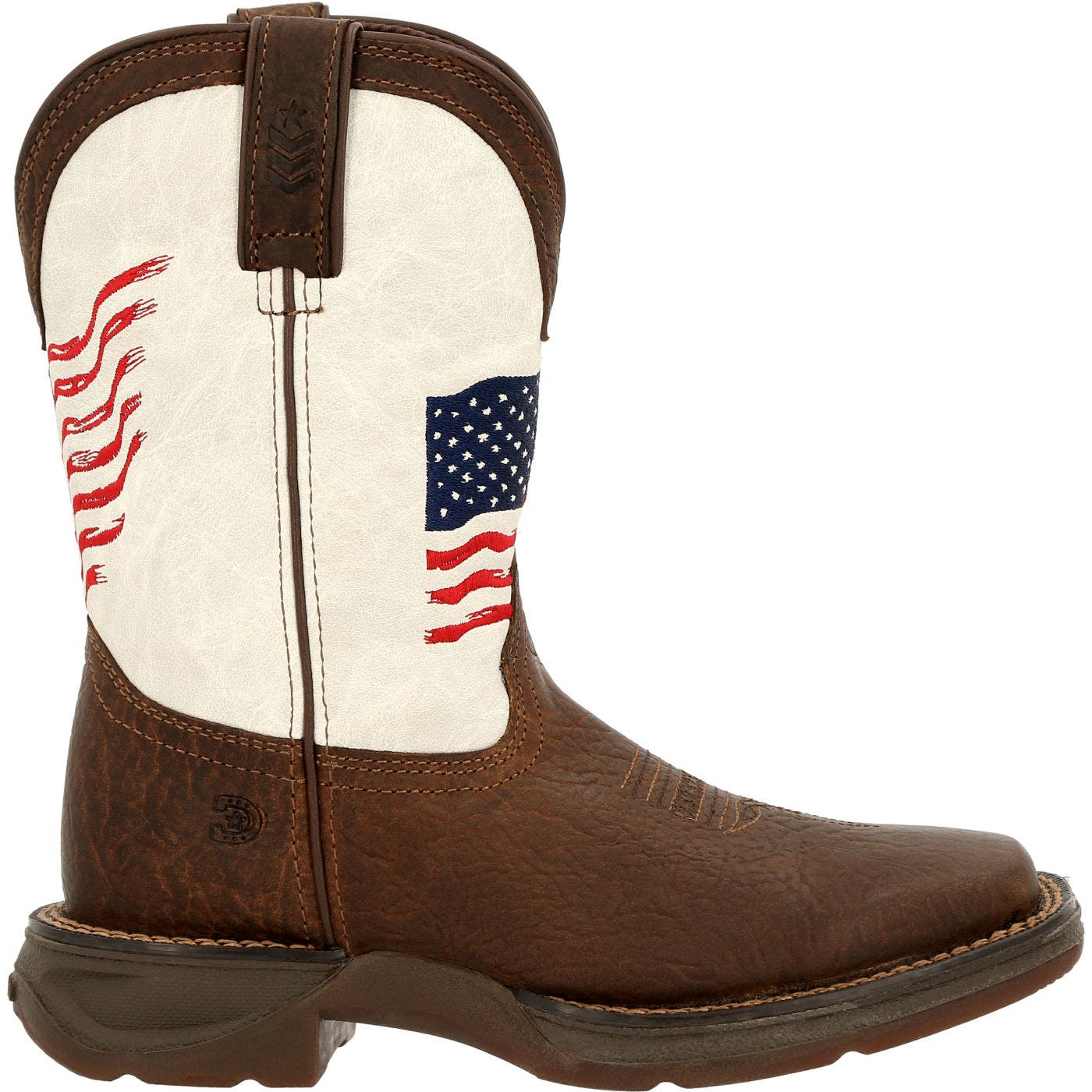 DURANGO Lil' Big Kids Distressed Flag Western Boot, Main, color, Bay Brown And White